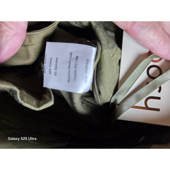 Choosy Olive Camo Two Tone Asymmetrical Waist Cuffed Trouser Utility Pant 8 NWT - Picture 7 of 9